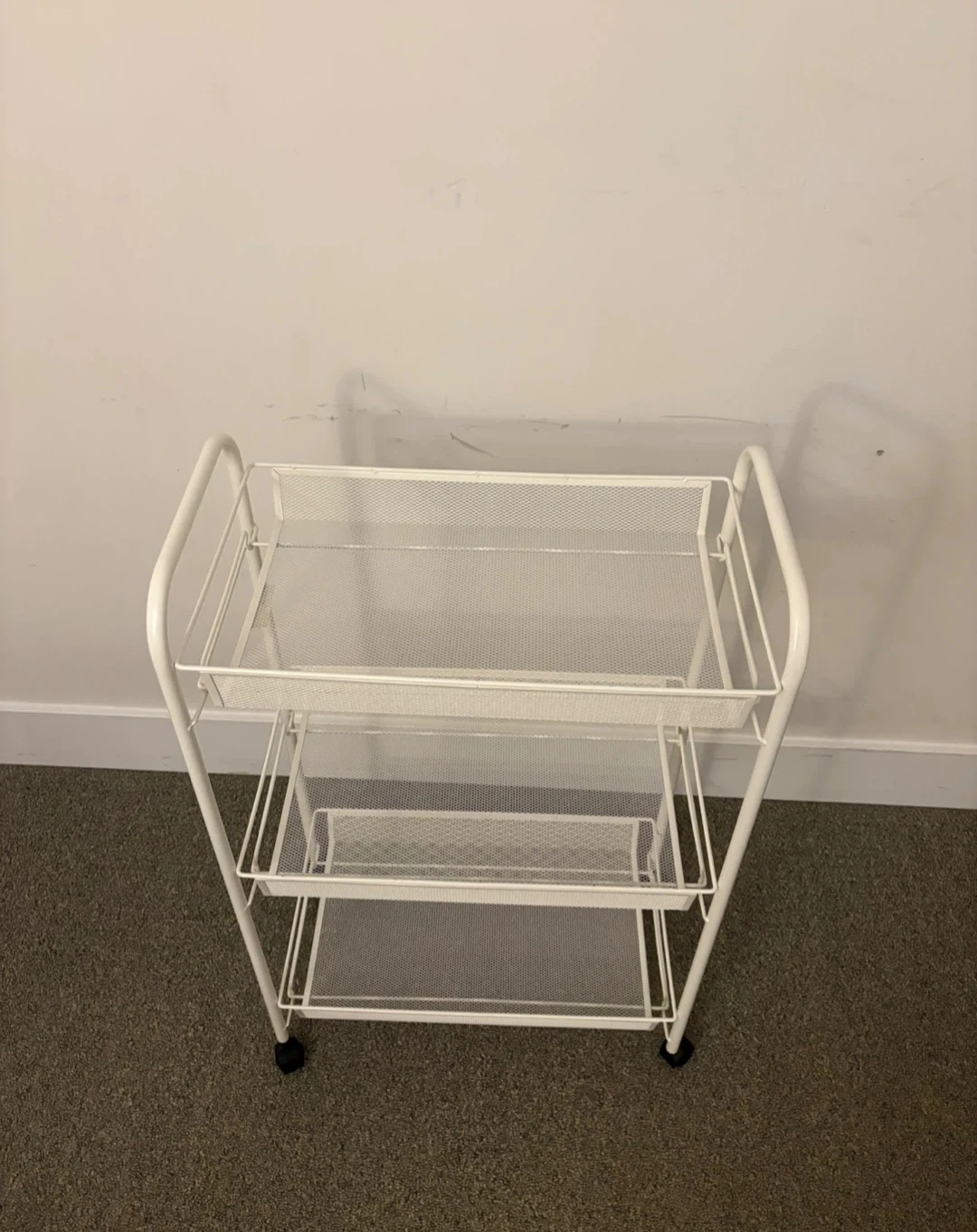 MOVING SALE❗️White 3-Tier Mesh Rolling Cart