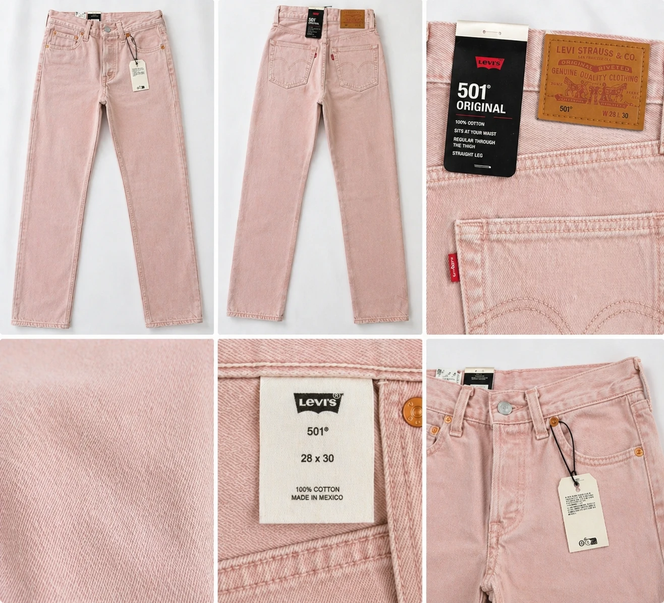 NEW Levi's 501 Original Women's Jeans Pink 28x30