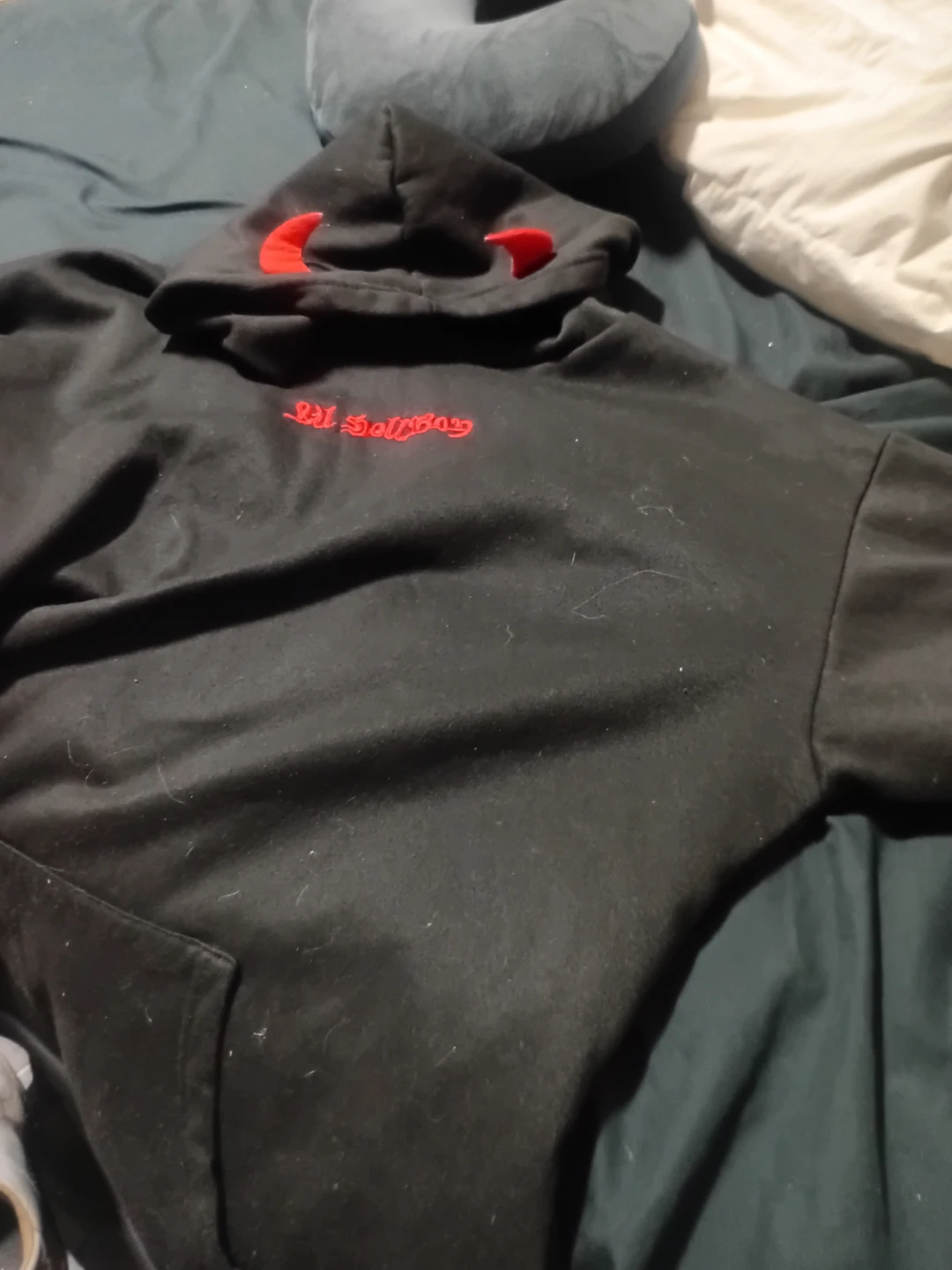 Black Hoodie with Red Devil Horns - photo 2