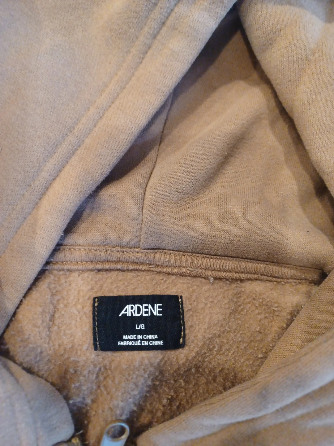 Ardene Zip-Up Hoodie - Tan - L/G - photo 2