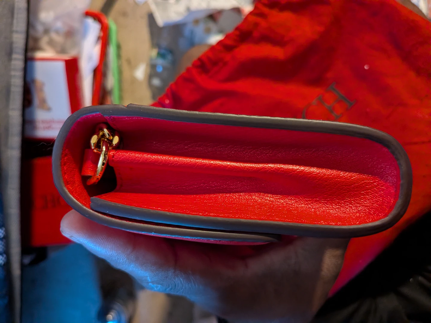 Carolina Herrera Red Leather Clutch Wallet - photo 2