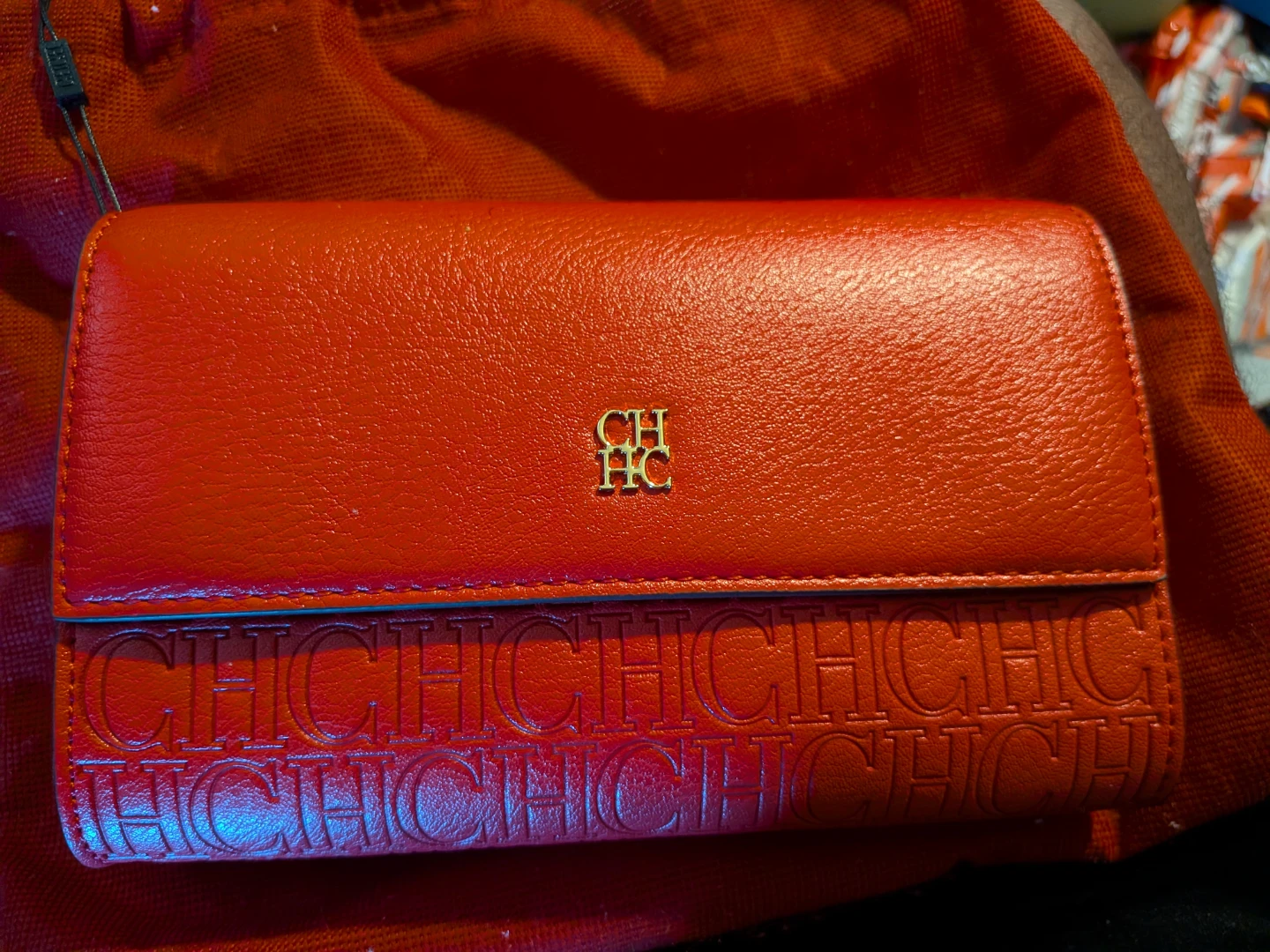 Carolina Herrera Red Leather Clutch Wallet - photo 4