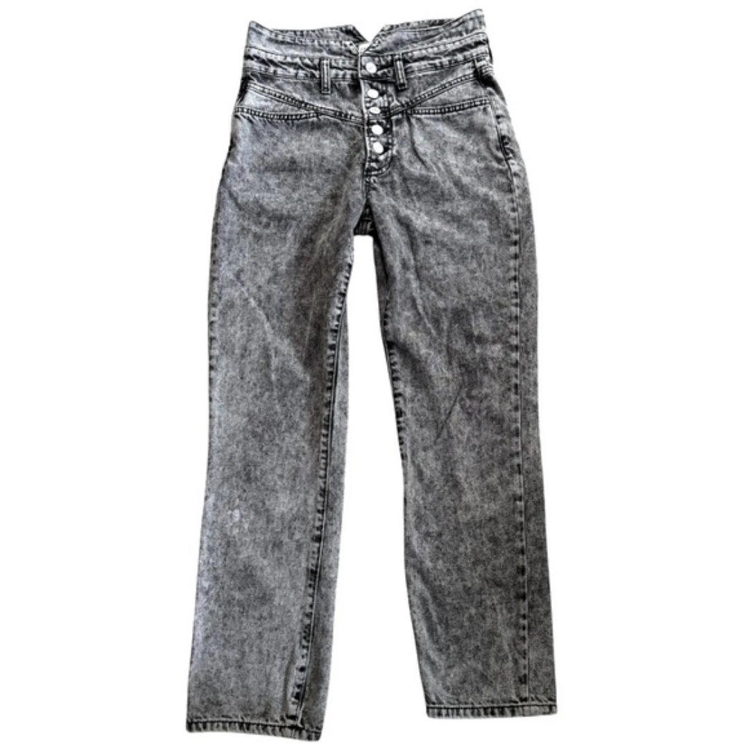 ZARA Women's Acid Wash Button Fly Straight Leg Jeans Size 4 - photo 2