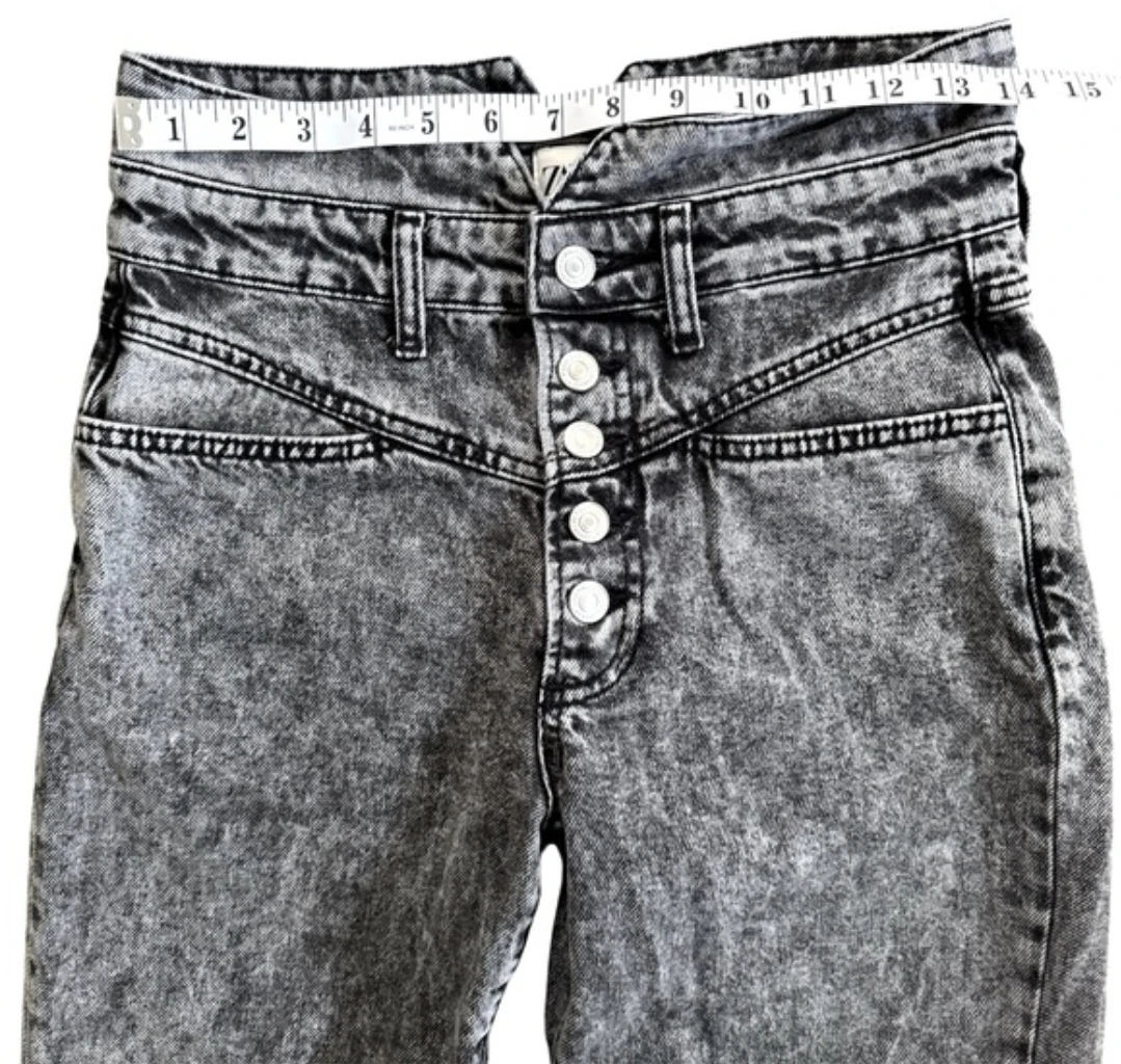 ZARA Women's Acid Wash Button Fly Straight Leg Jeans Size 4 - photo 4