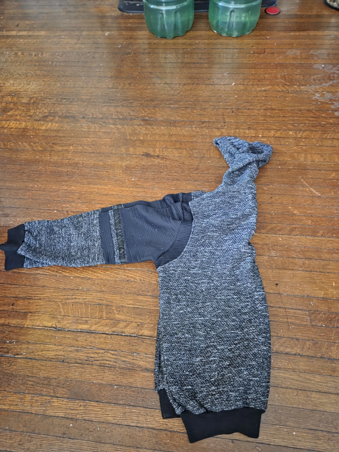 Grey Heathered Hoodie with Black Accents