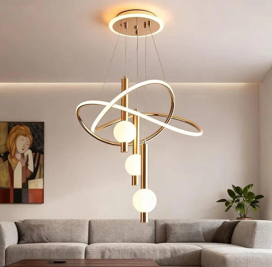 Modern Gold Pendant Chandelier with LED Lights - photo 2
