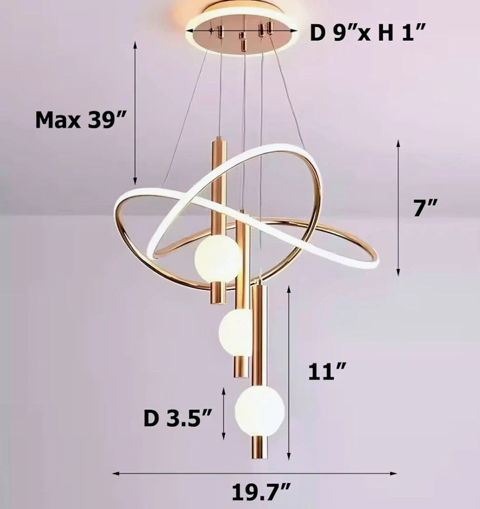 Modern Gold Pendant Chandelier with LED Lights - photo 3