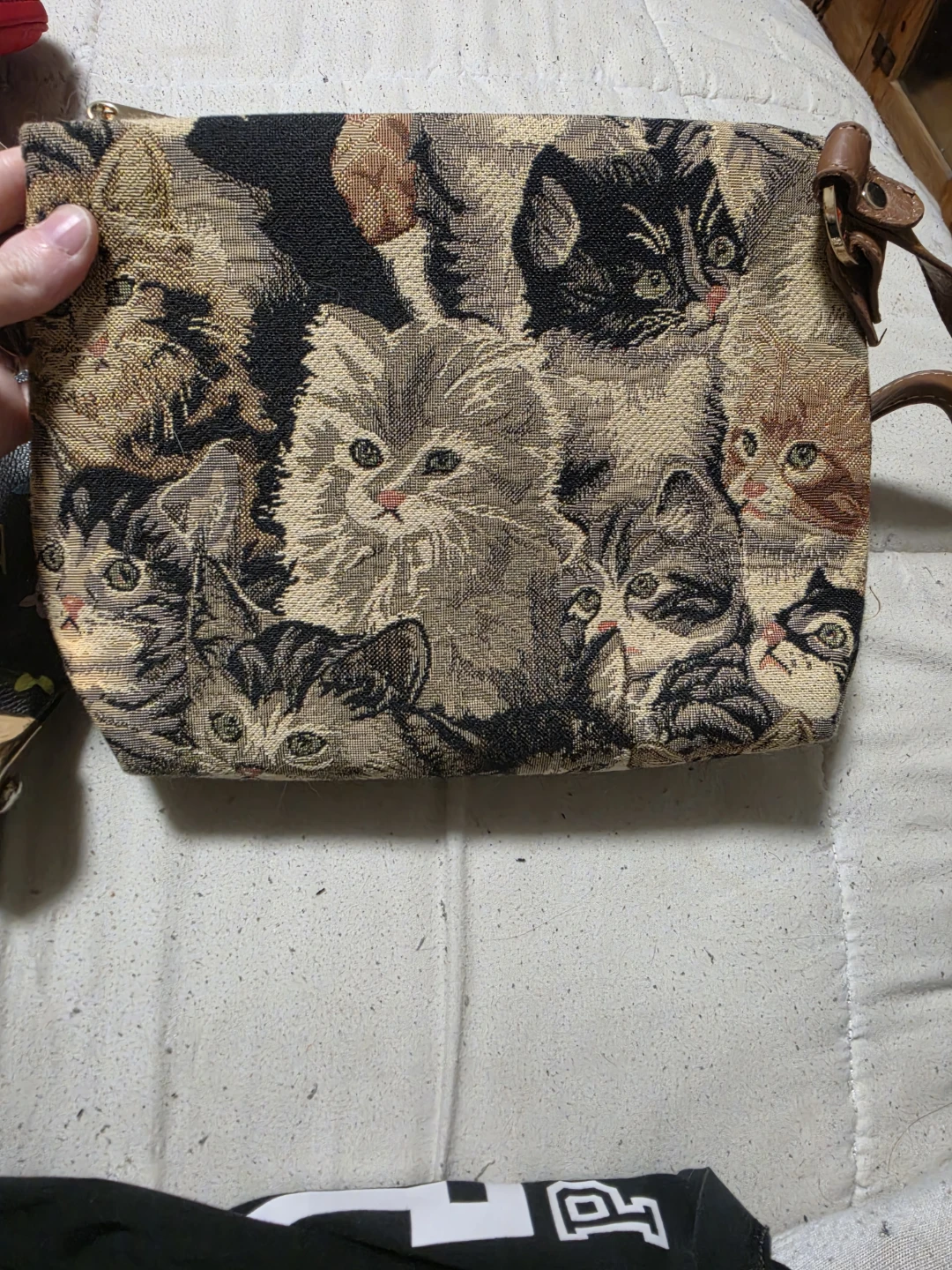 Tapestry Cat Print Shoulder Bag