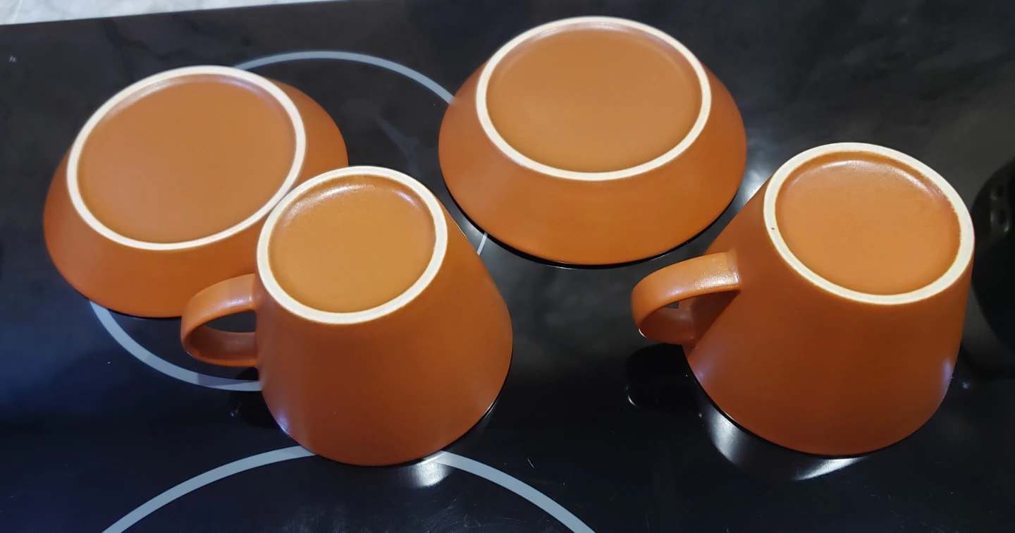 Set of 2 Ceramic Coffee Cup and Saucer, Burnt Orange - photo 5