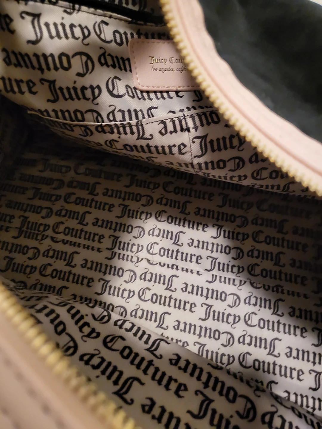 Juicy Couture Black Velour Duffle Bag with Pink Trim