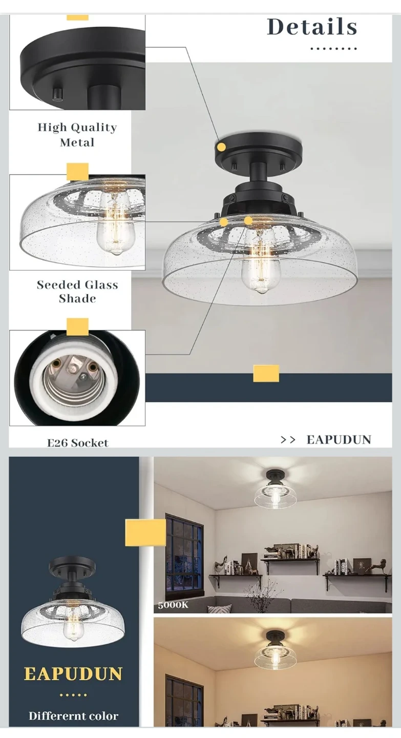 EAPUDUN Semi-Flush Mount Ceiling Light Fixture - photo 5