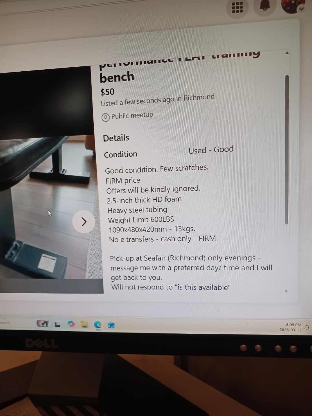 Reebok Flat Training Bench - photo 2
