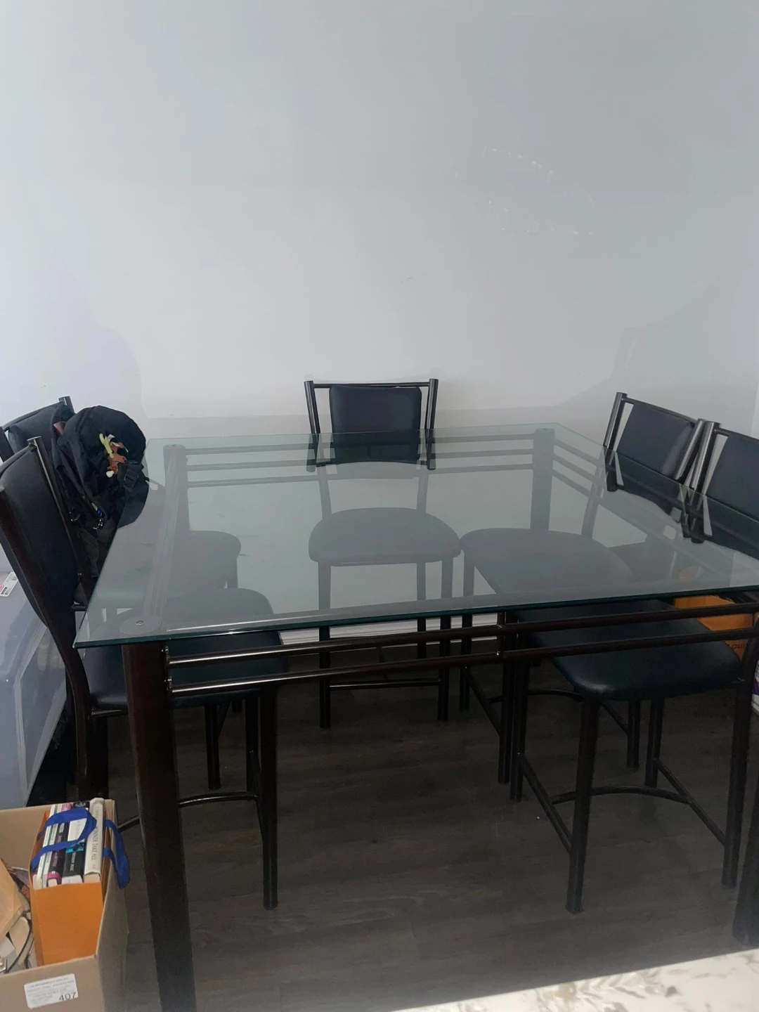 Glass Top Dining Table with 4 Chairs
