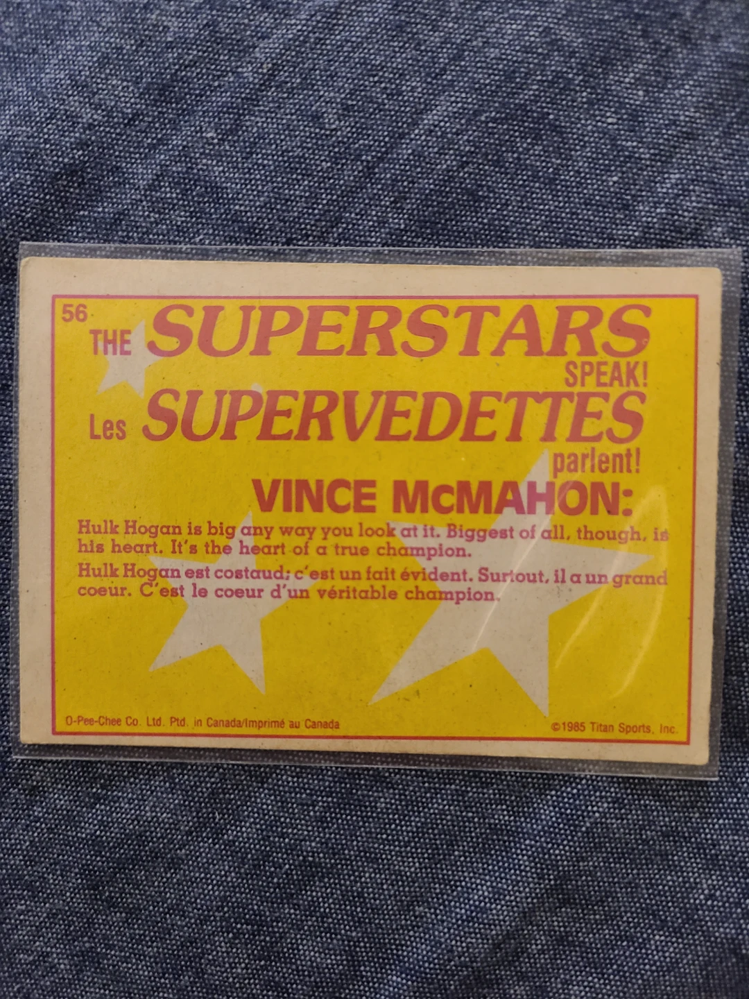 1985 Vince McMahon rookie Trading Card - photo 2