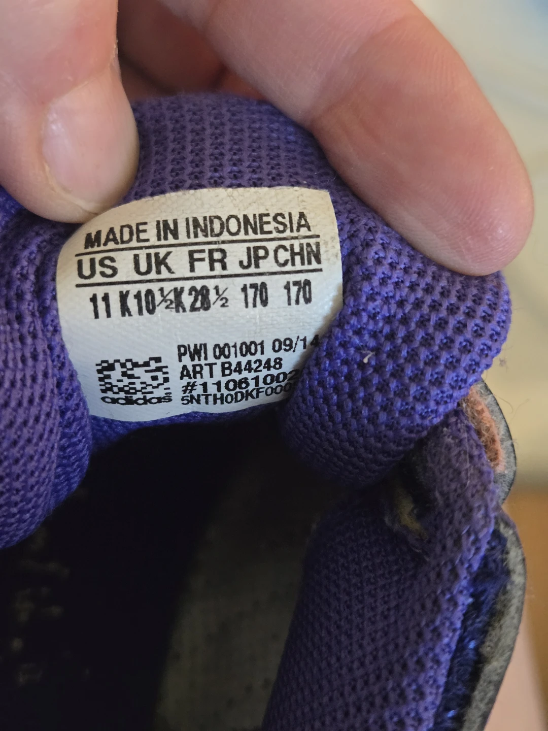 Adidas Kids Running Shoes Purple/Blue Velcro Size 11K - photo 2