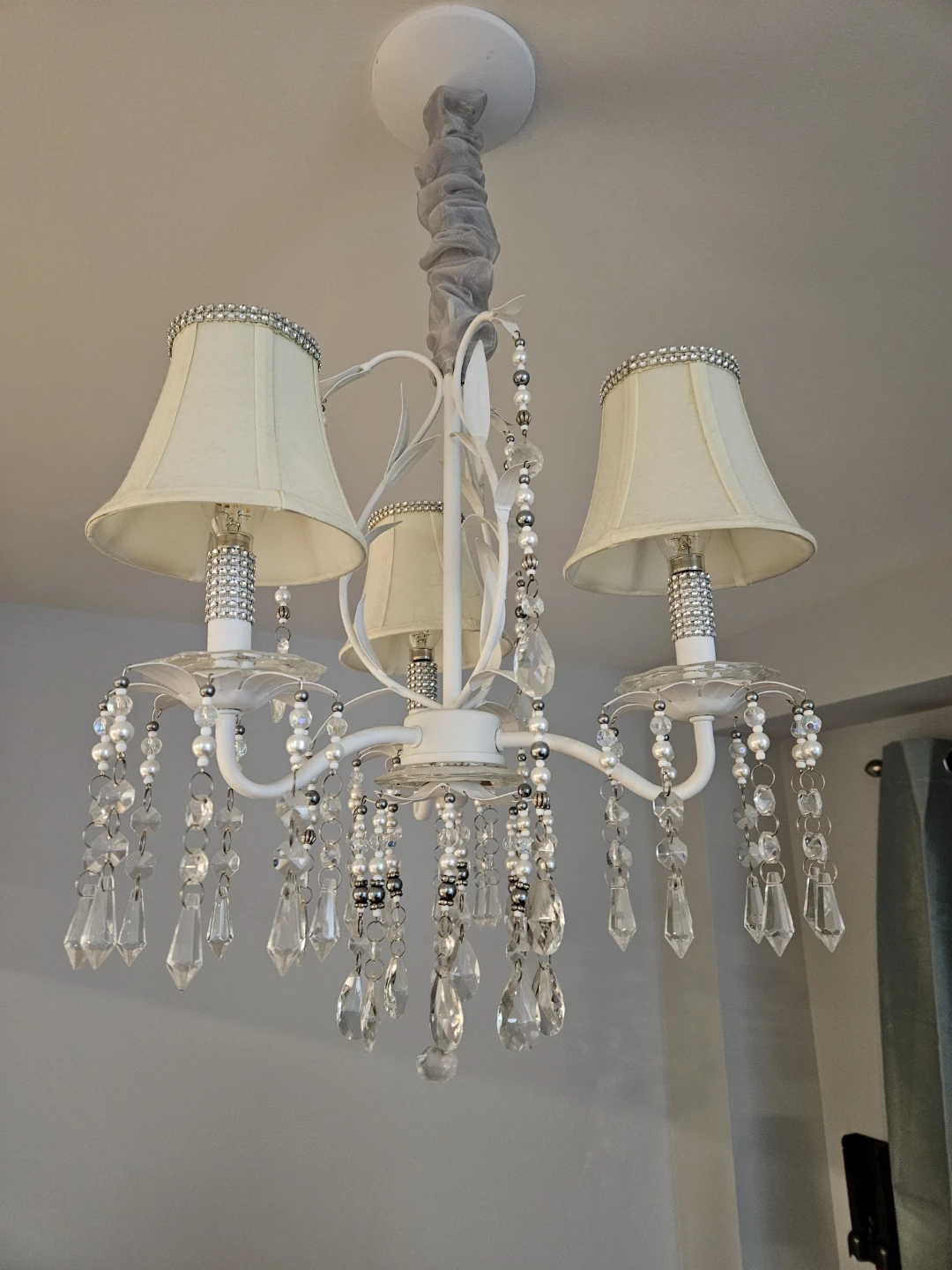 White Chandelier with Crystal Accents