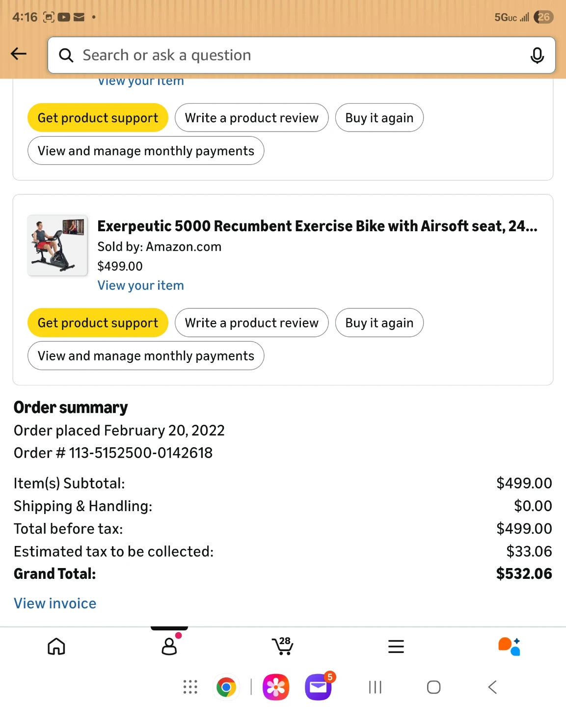 Exerpeutic 5000 Recumbent Exercise Bike