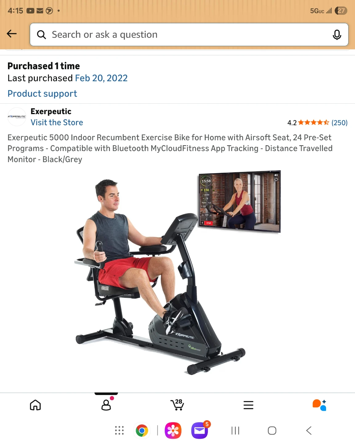 Exerpeutic 5000 Recumbent Exercise Bike - photo 2