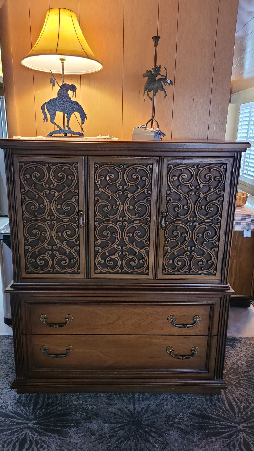 Vintage Wood Armoire Dresser