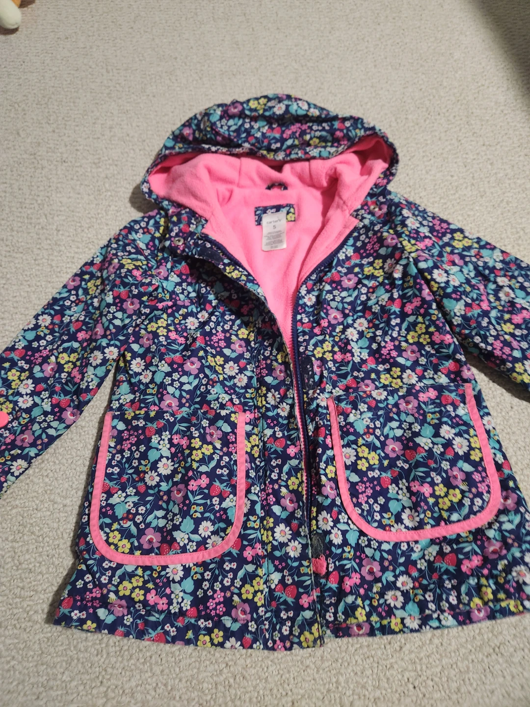 Toddler 5t Carter's Floral Fleece-Lined Hooded