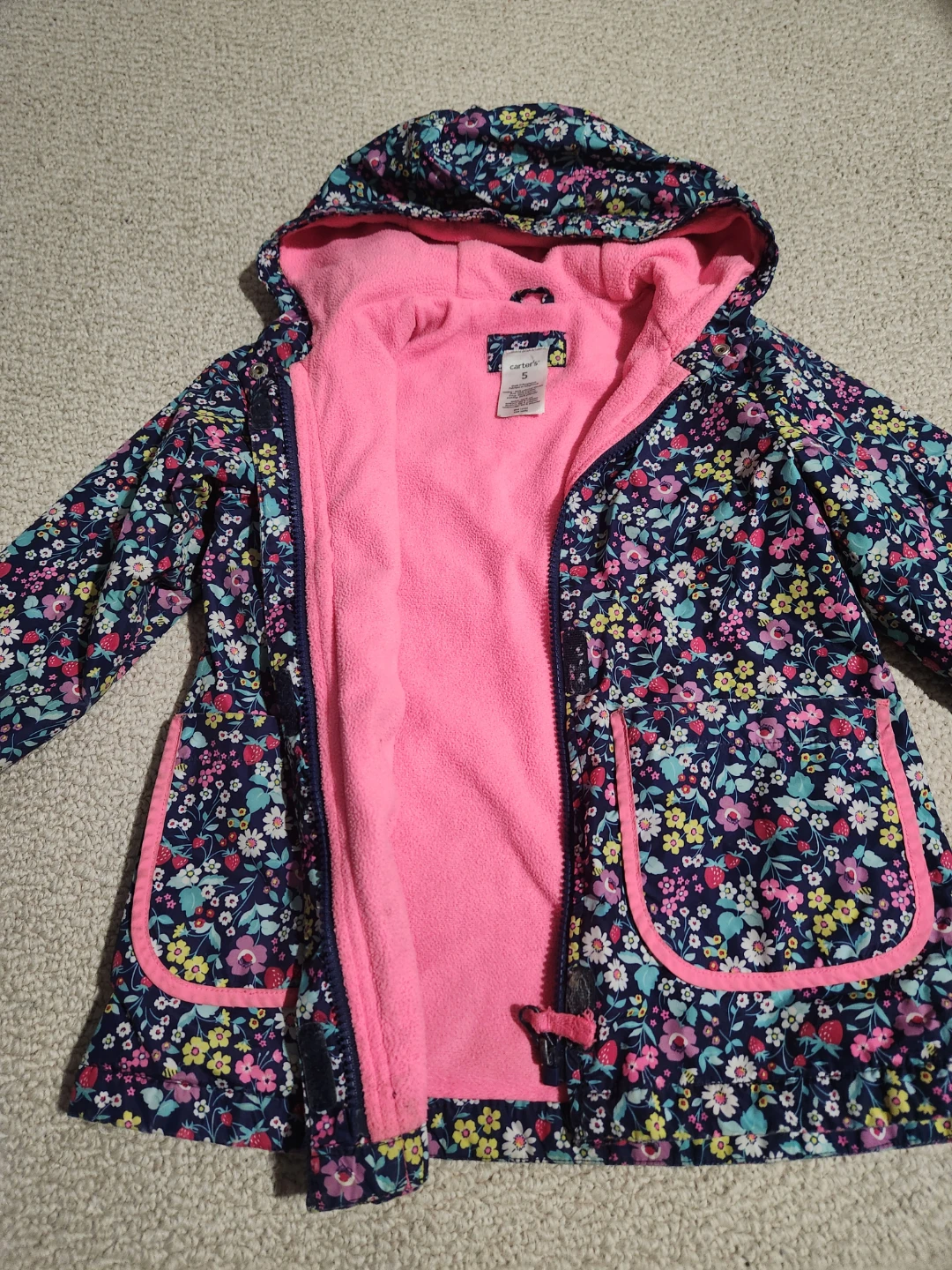 Toddler 5t Carter's Floral Fleece-Lined Hooded - photo 2