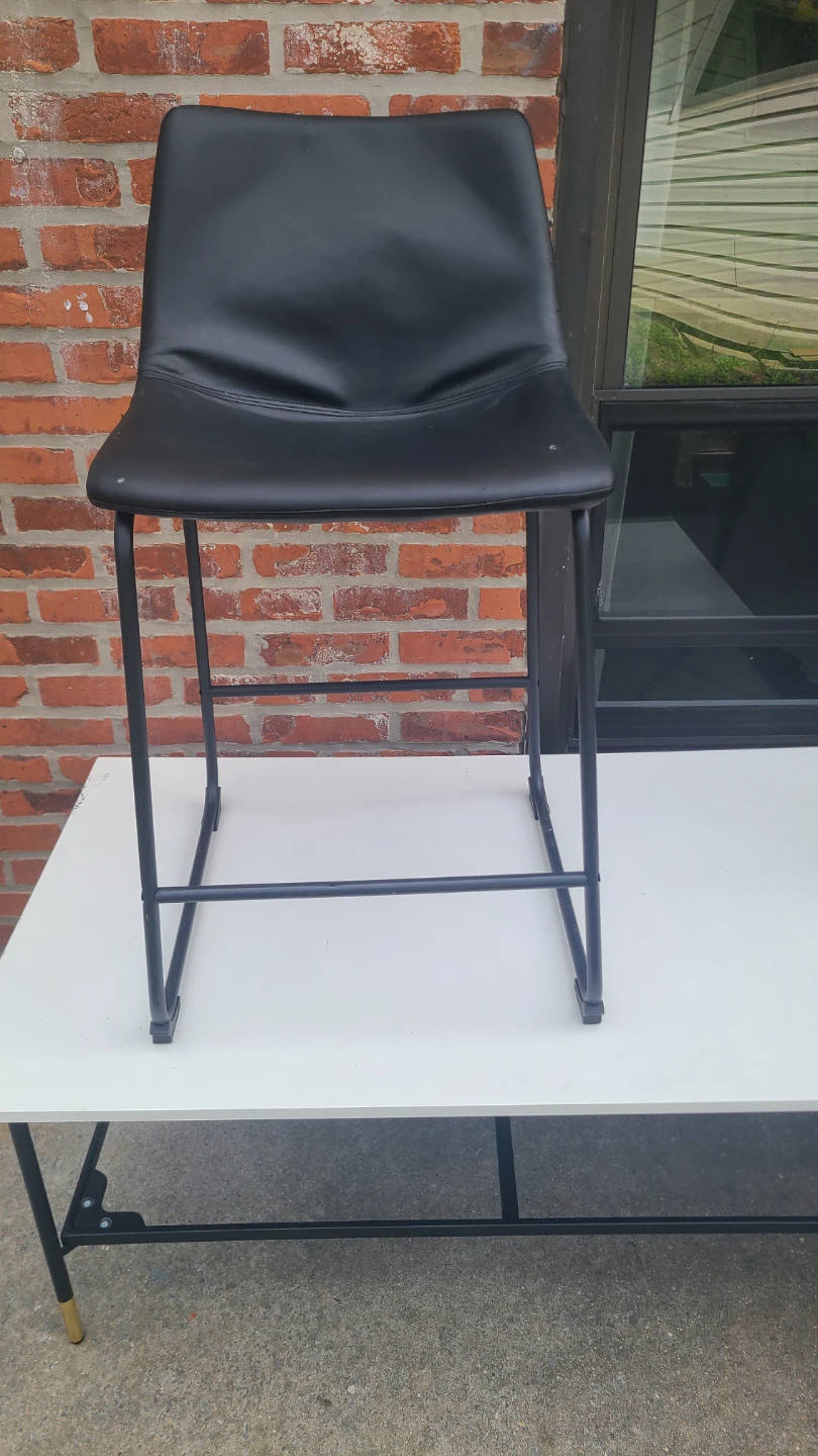 Black Faux Leather Bar Stool