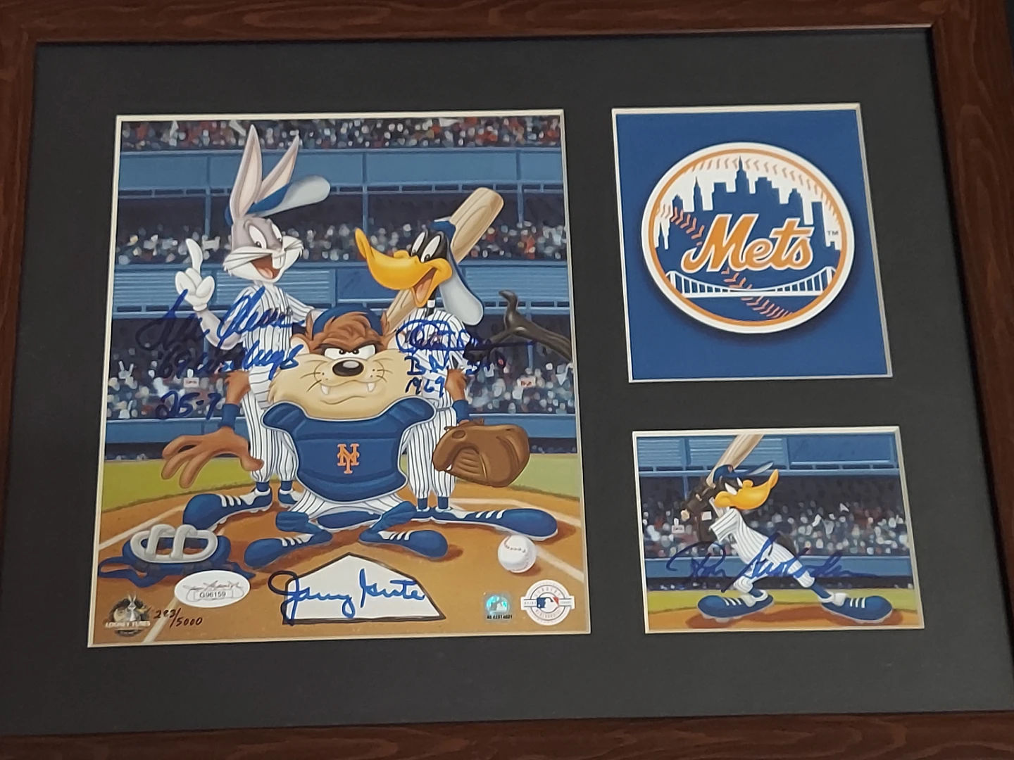 Signed Looney Tunes Mets Baseball Artwork