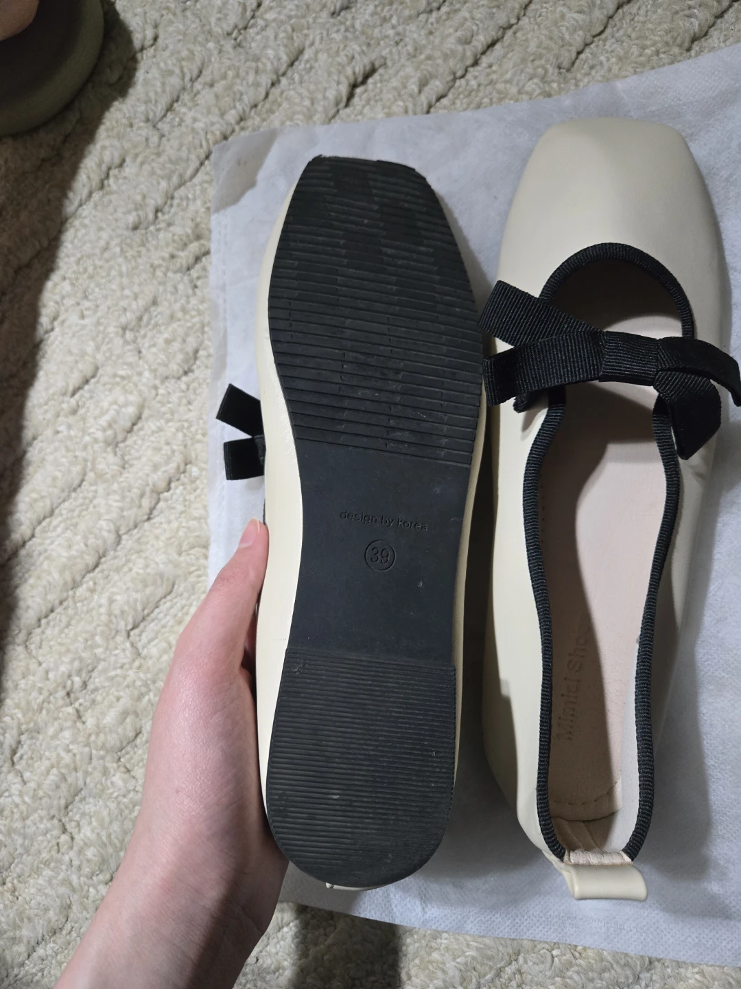 Nimisi Shoes Cream Ballet Flats