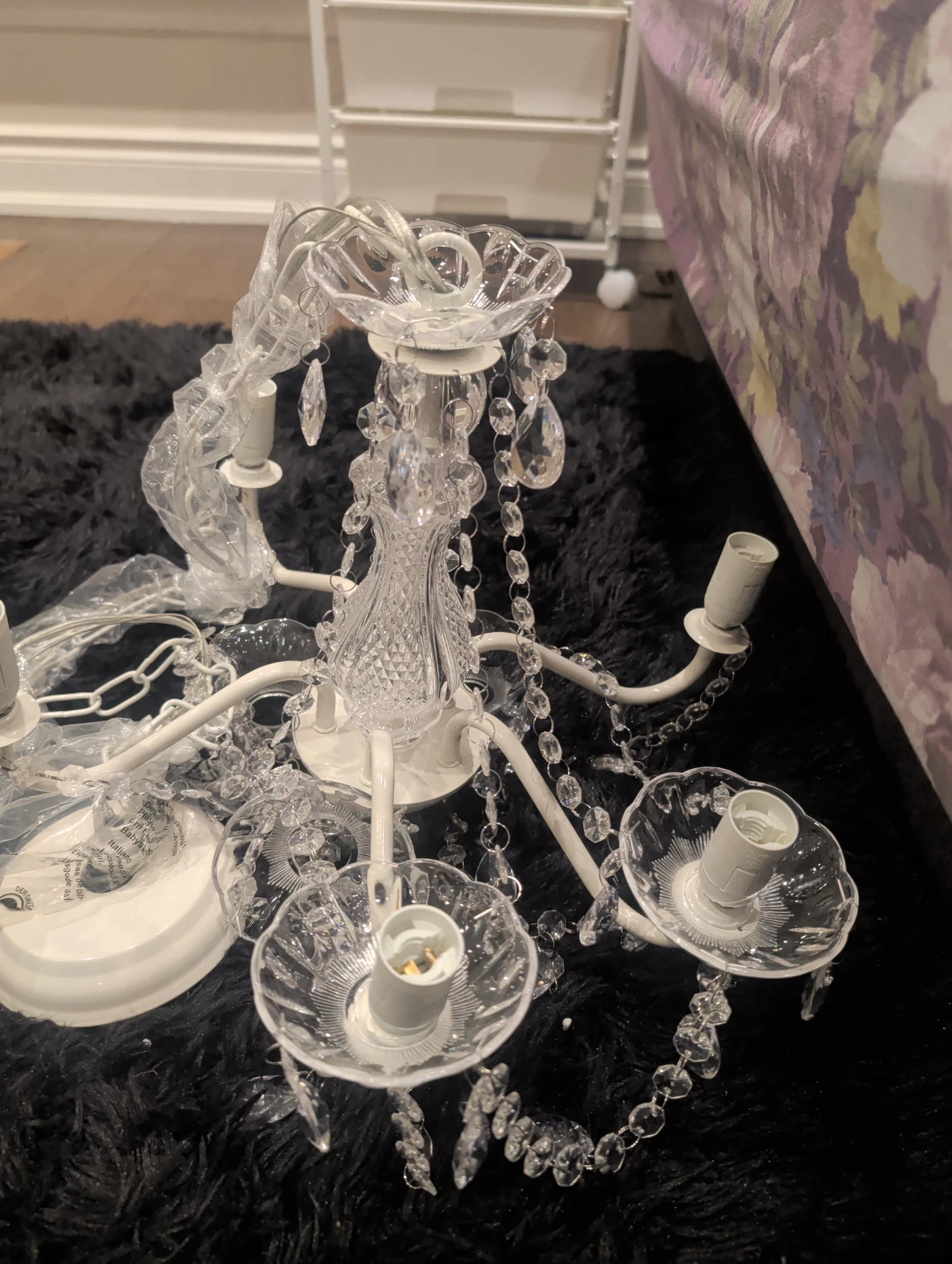 White Crystal Chandelier Light Fixture - photo 2