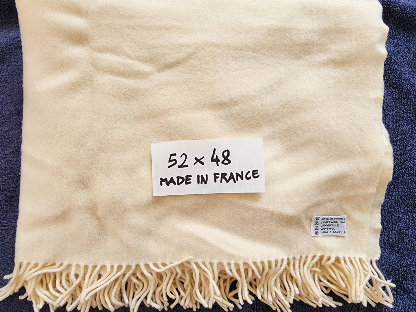 Cream Lambswool Throw Blanket