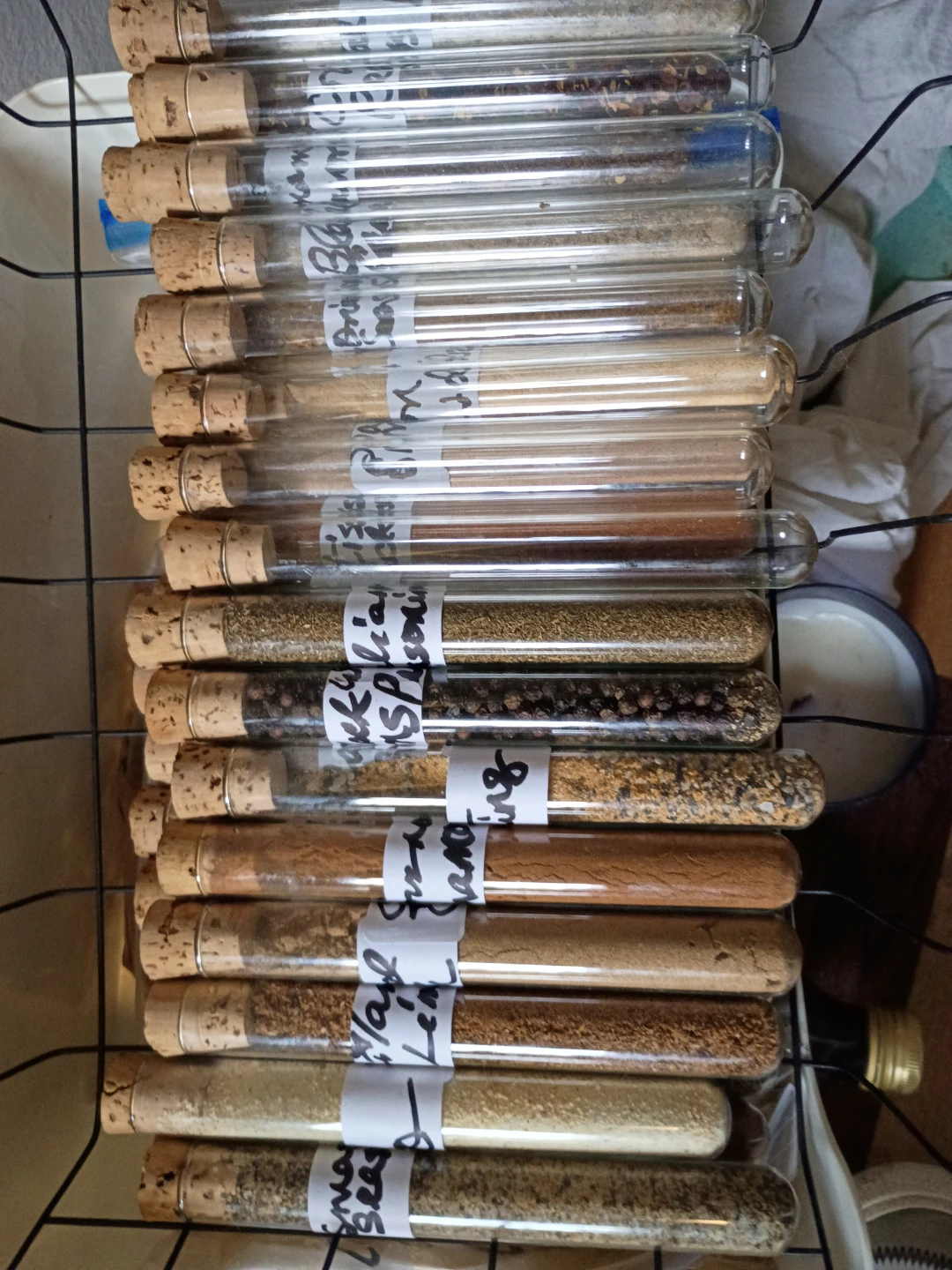 Glass Test Tubes with Corks (Set of 30) + Black metal basket - photo 2