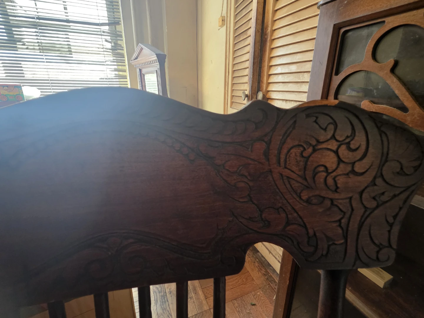 Antique Wooden Dining Chair with Carved Back - photo 4