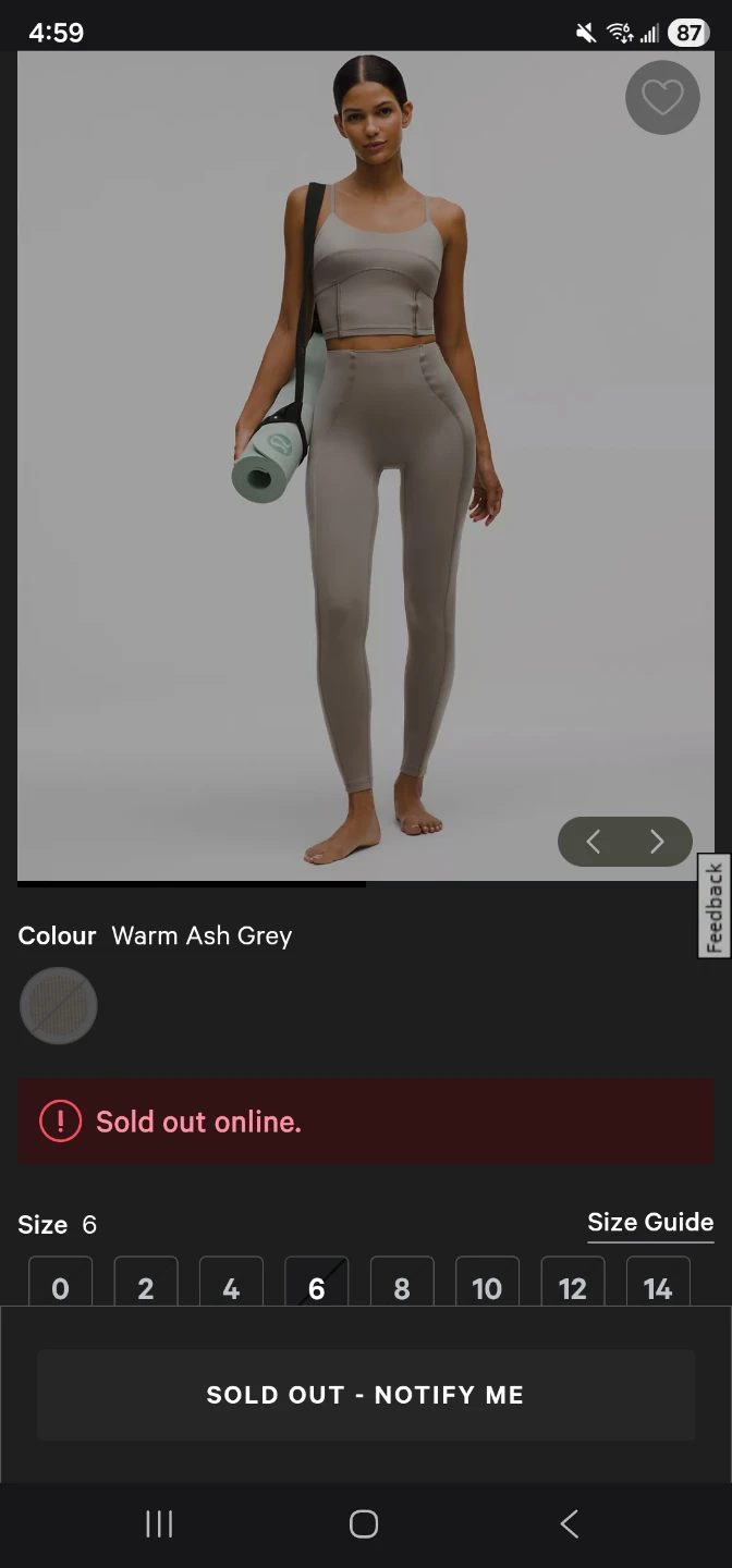 Women's Activewear Set - Warm Ash Grey, Size 6