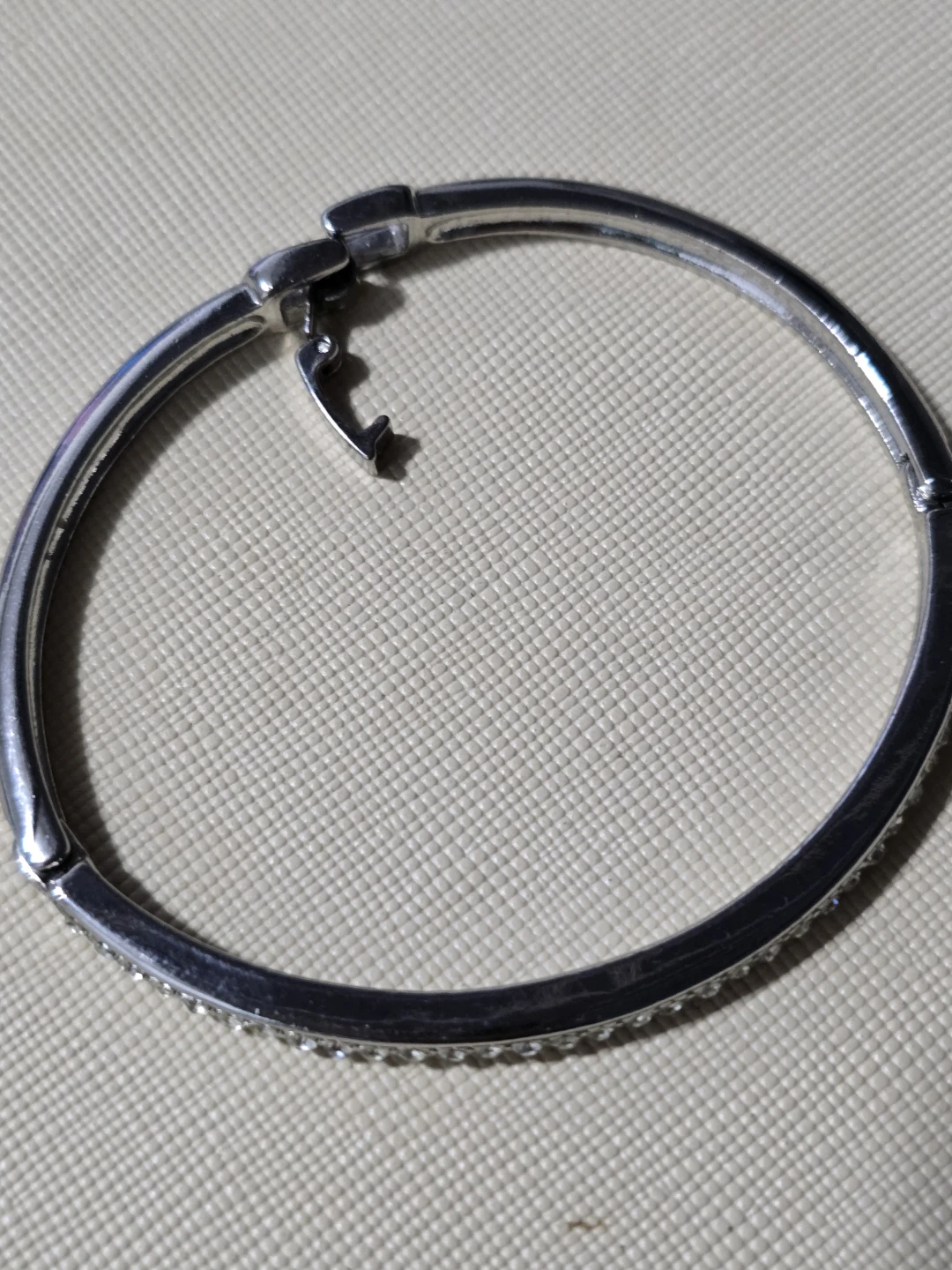 Silver-tone Bangle Bracelet with Crystals