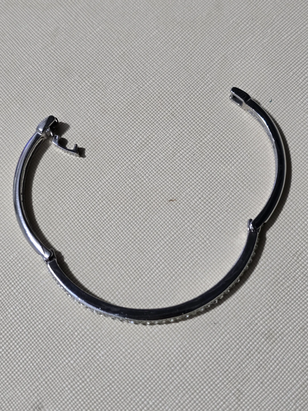 Silver-tone Bangle Bracelet with Crystals - photo 3