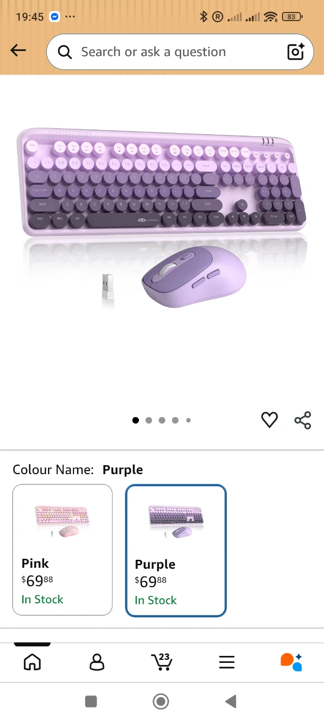 MageGee V920 Wireless Keyboard and Mouse Combo - Purple