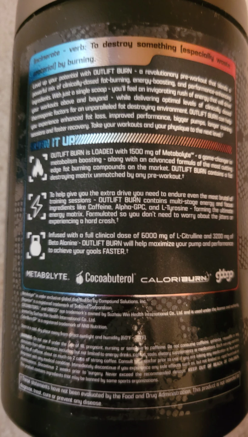 Nutrex Research Outlift Burn Fat Burning Pre-Workout - photo 3