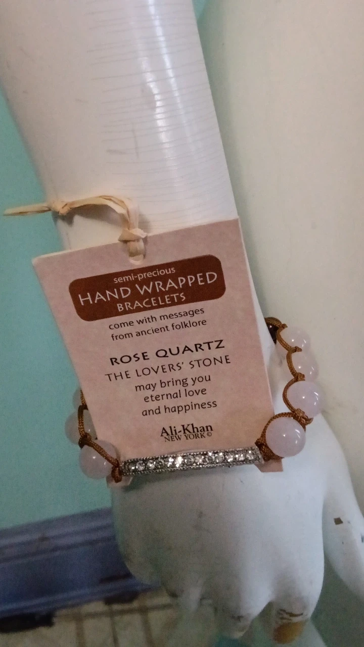 Ali-Khan New York Rose Quartz Hand Wrapped Bracelet