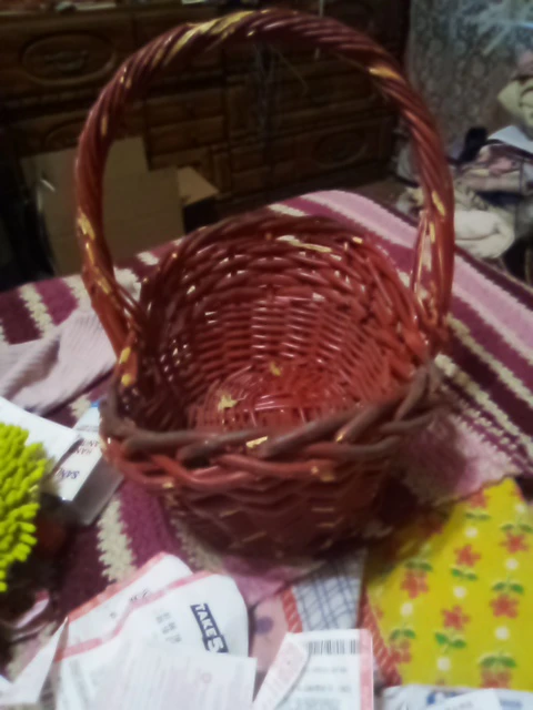 Woven Red Basket with Handle