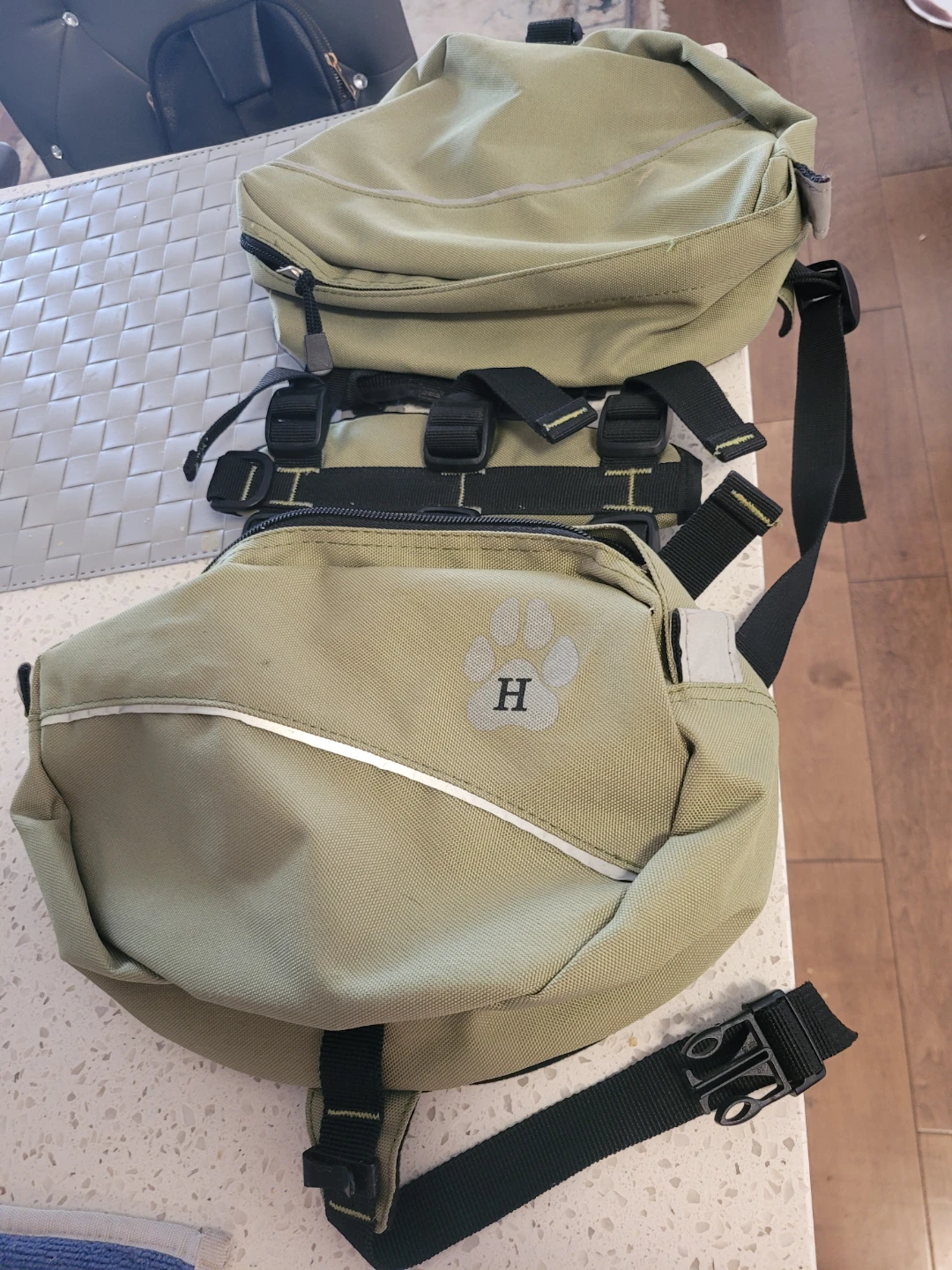 Homies Dogwear Olive Green Saddlebag Backpack