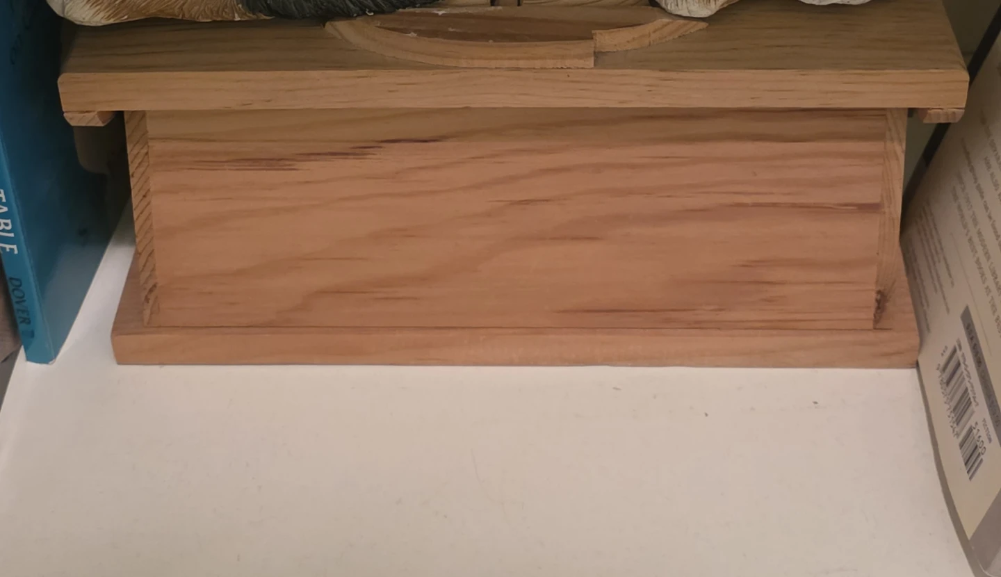 Wooden Trinket Box with Carved Figurine