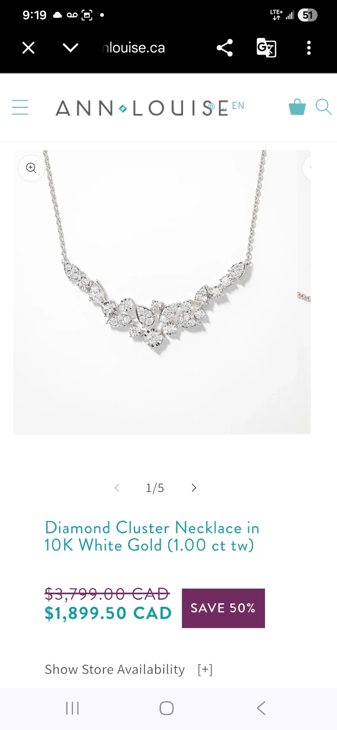 Ann Louise Diamond Cluster Necklace in 10K White Gold - photo 2