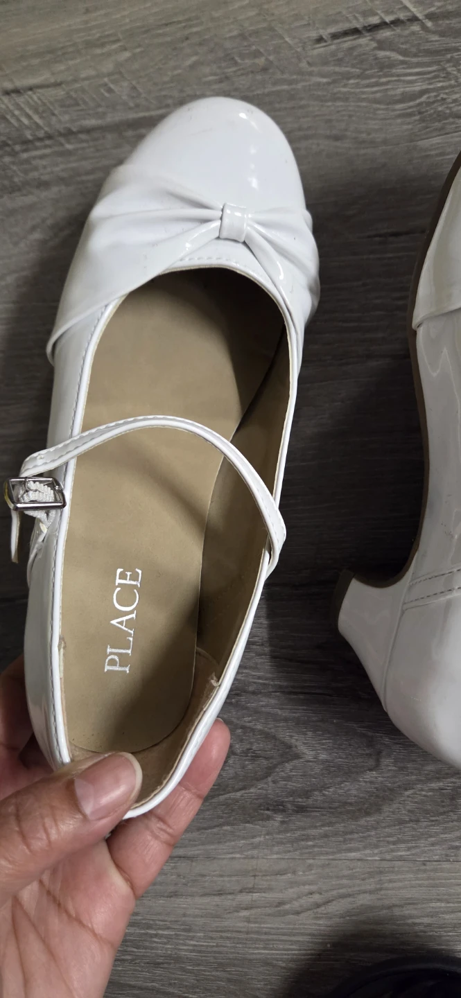 Girls White patent ballet with heel &  bow design, girl size -2 - photo 4