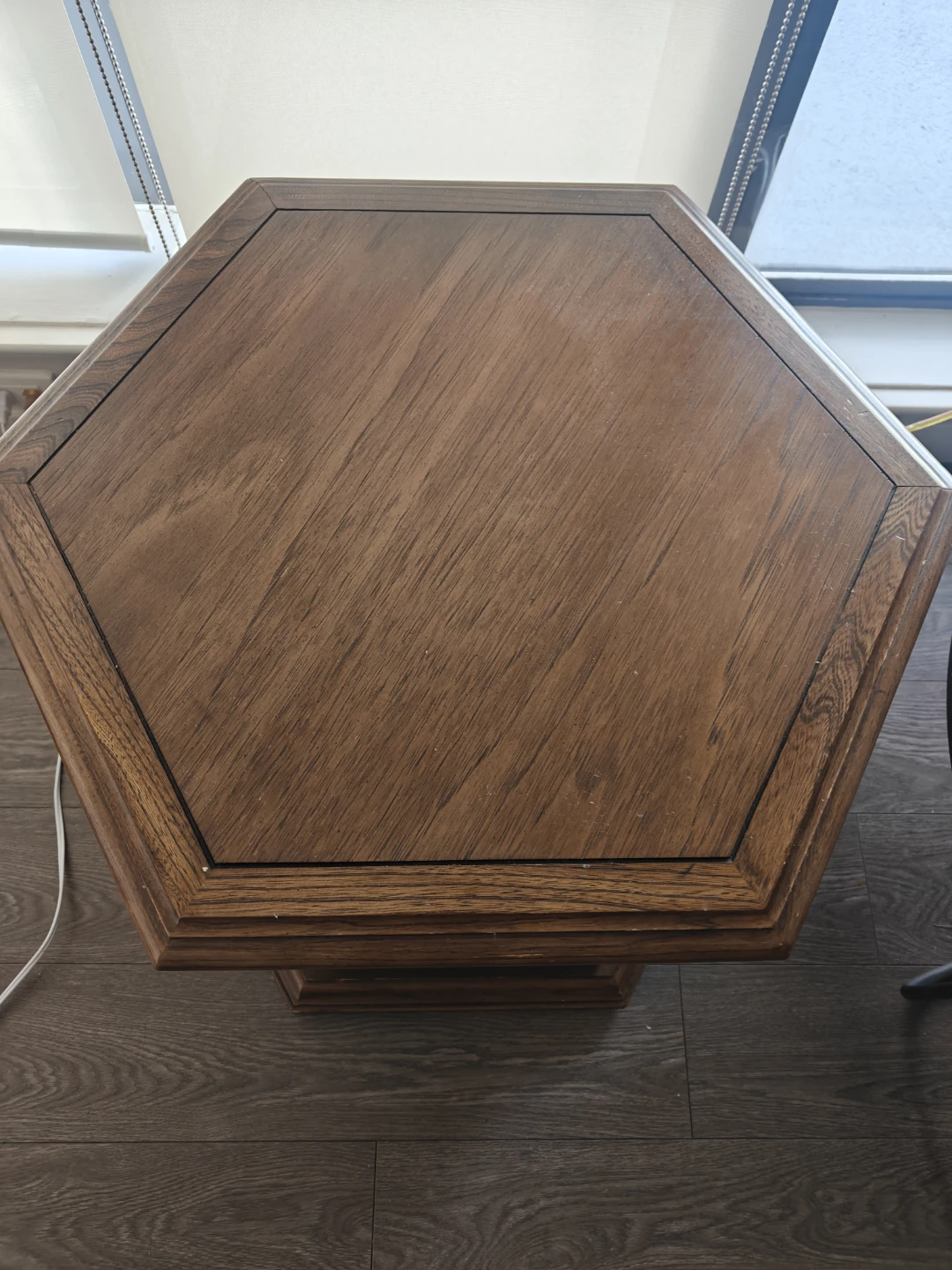 Vintage Hexagonal Side Table with Ornate Carvings - photo 2