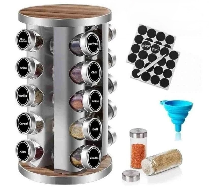 20 Jar Rotating Spice Rack Carousel with Jars