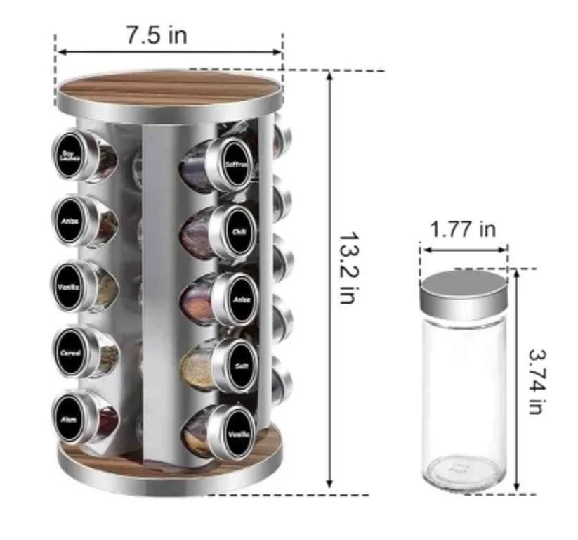 20 Jar Rotating Spice Rack Carousel with Jars - photo 2