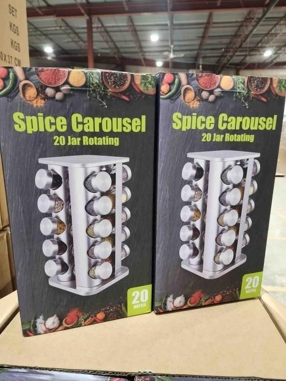 20 Jar Rotating Spice Rack Carousel with Jars - photo 3