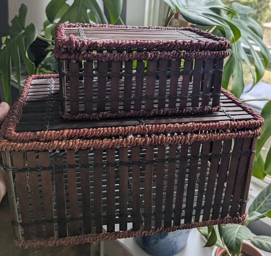 Set of 2 Decorative Woven Storage Baskets