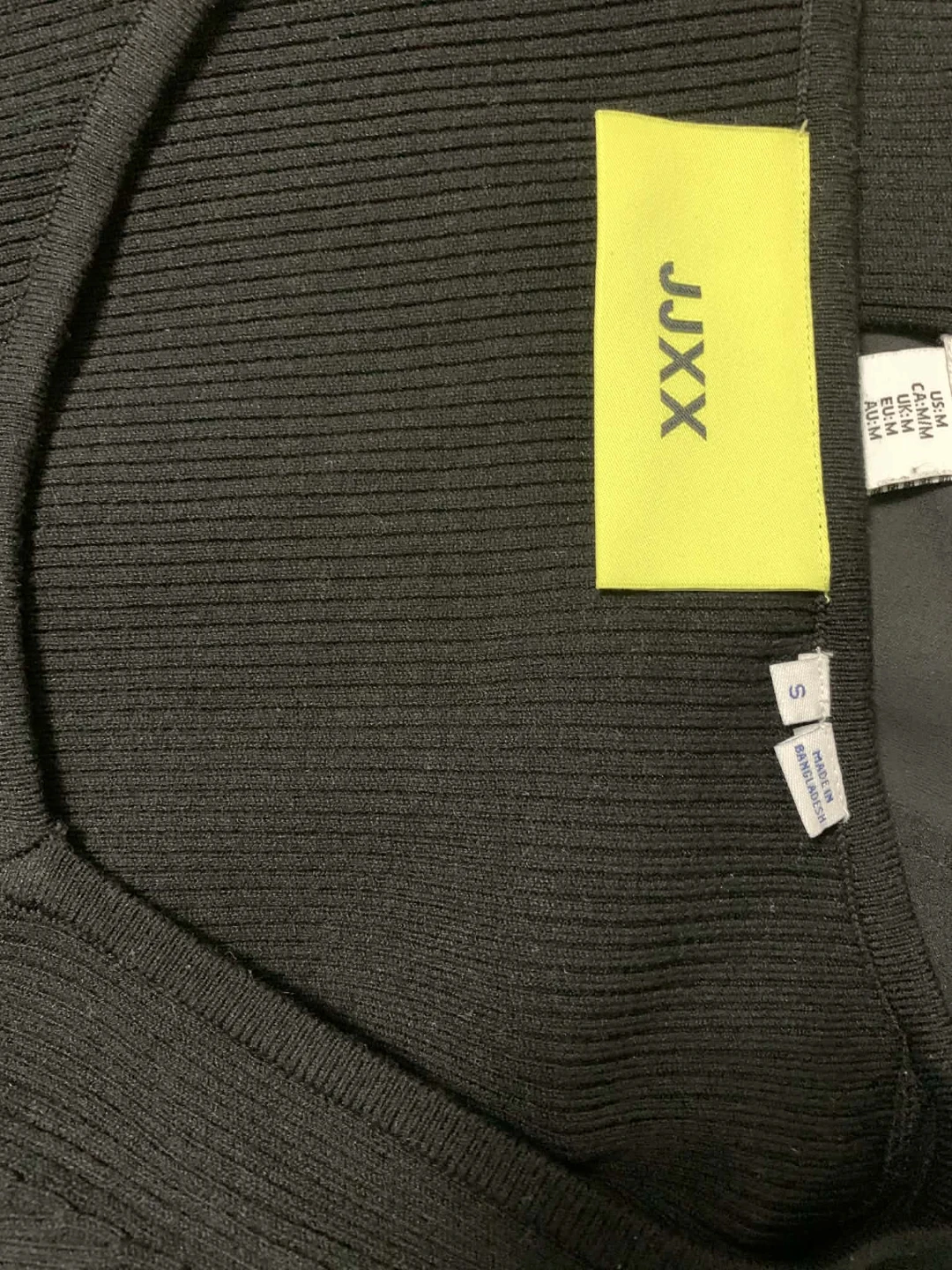 JJXX Black Ribbed Square Neck Long Sleeve Top Size S - photo 3