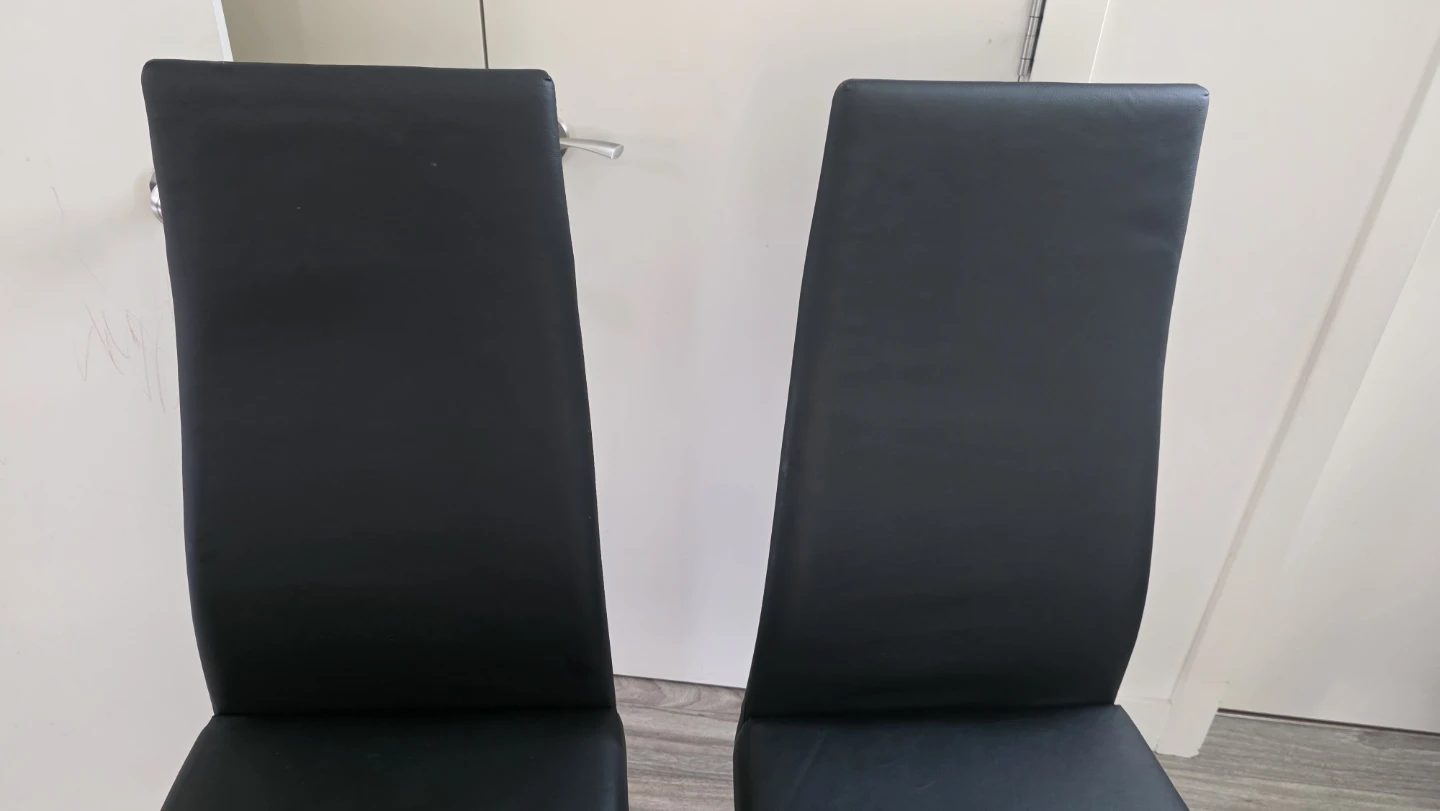 Set of 2 Black Faux Leather Dining Chairs with Chrome Legs